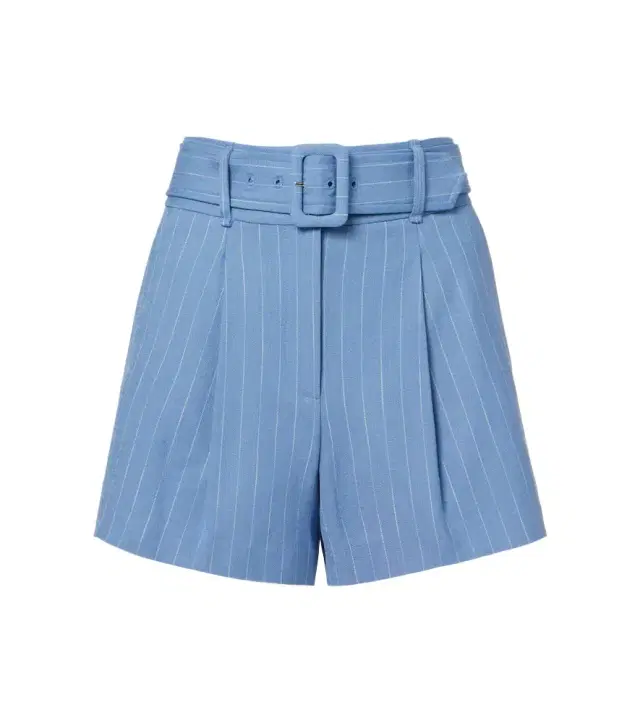 Veronica Beard Piper striped linen-blend shorts