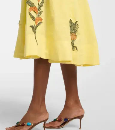 Agua by Agua Bendita Frontera patch-appliqué linen midi dress | Thumbnail 2