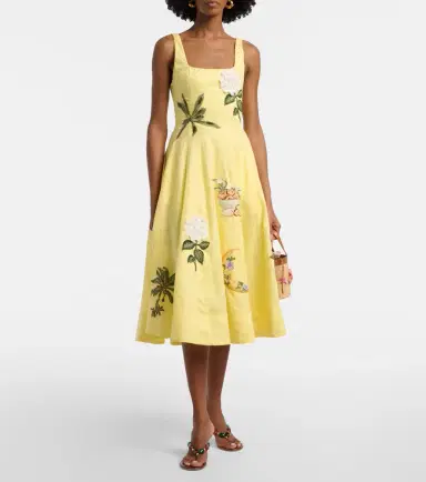 Agua by Agua Bendita Frontera patch-appliqué linen midi dress | Thumbnail 3