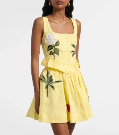 Agua by Agua Bendita Eslabón floral-appliqué linen crop top | Thumbnail 5