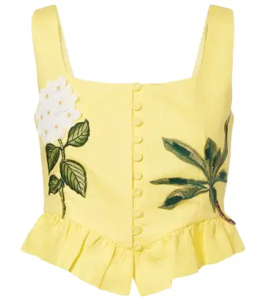 Agua by Agua Bendita Eslabón floral-appliqué linen crop top | Thumbnail 1
