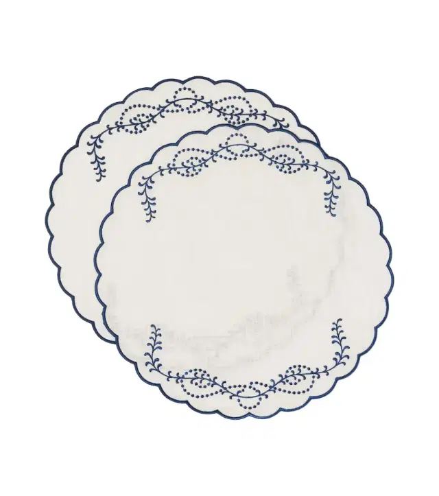 Cabana Set of 2 embroidered linen placemats