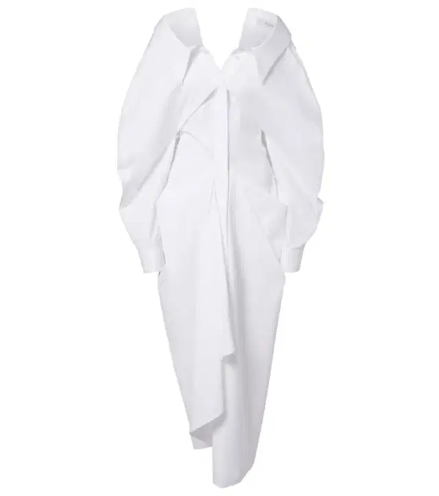 Draped cotton poplin shirt dress