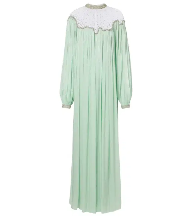Costarellos Elline embellished pleated gown