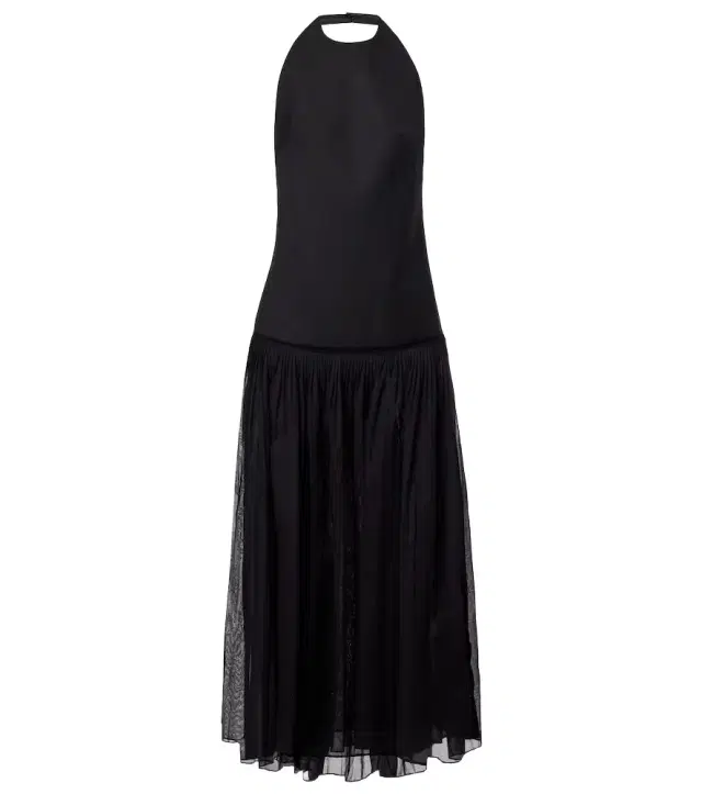 Róhe Pleated wool-blend muslin maxi dress
