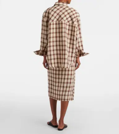 Rohe Róhe Checked linen midi skirt | Thumbnail 3