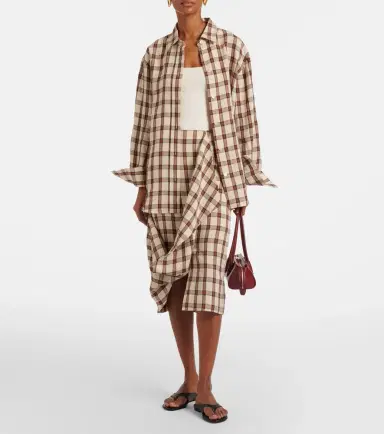 Rohe Róhe Checked linen midi skirt | Thumbnail 4