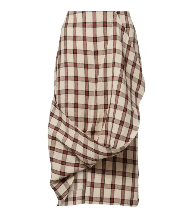 Rohe Róhe Checked linen midi skirt