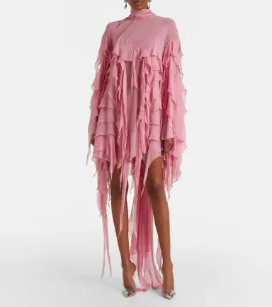 Blumarine Tiered chiffon minidress | Thumbnail 3