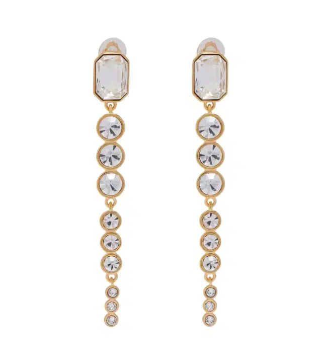 Oscar de la Renta Crystal-embellished clip-on earrings