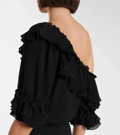 Saint Laurent Ruffled silk crepon minidress | Thumbnail 2
