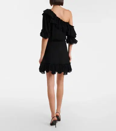 Saint Laurent Ruffled silk crepon minidress | Thumbnail 3