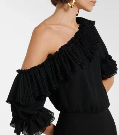 Saint Laurent Ruffled silk crepon minidress | Thumbnail 5