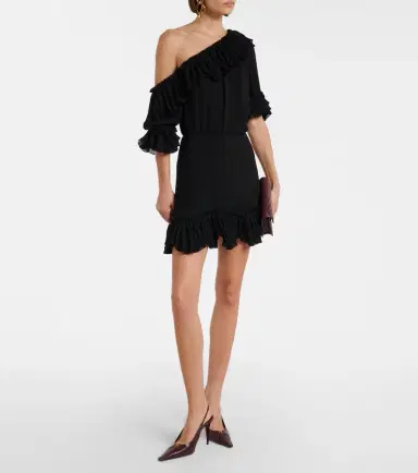 Saint Laurent Ruffled silk crepon minidress | Thumbnail 6