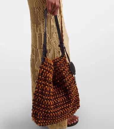 Staud Drift beaded leather-trimmed tote bag | Thumbnail 4