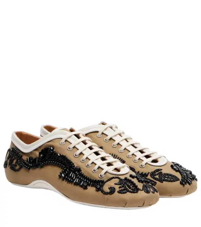 Dries Van Noten Embellished canvas sneakers