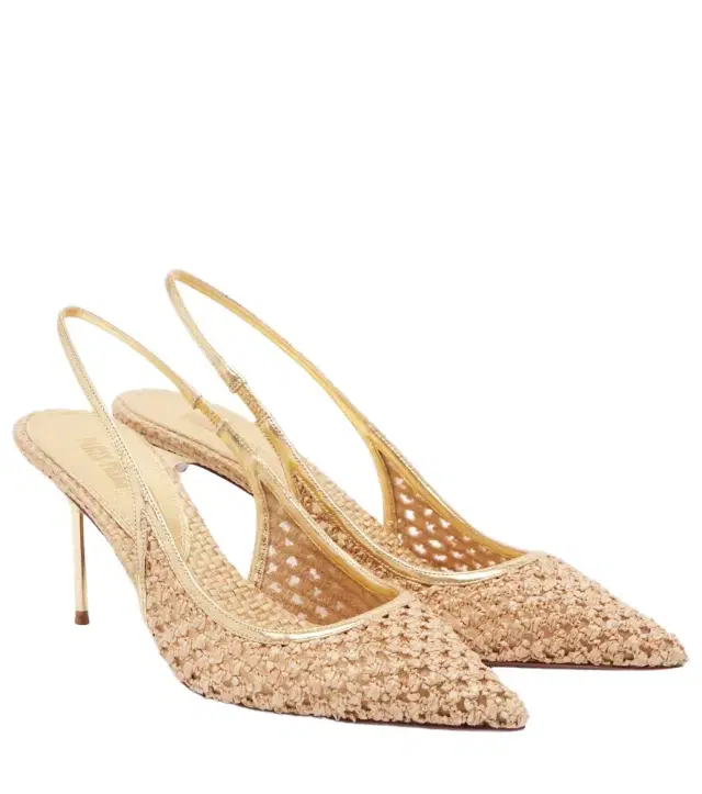 Paris Texas Lidia leather-trimmed slingback pumps
