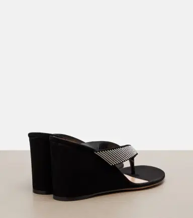 Gianvito Rossi Crystal-embellished suede wedge thong sandals | Thumbnail 2