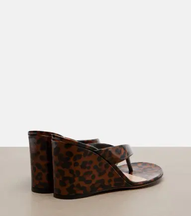 Gianvito Rossi Leopard-print leather wedge thong sandals | Thumbnail 2