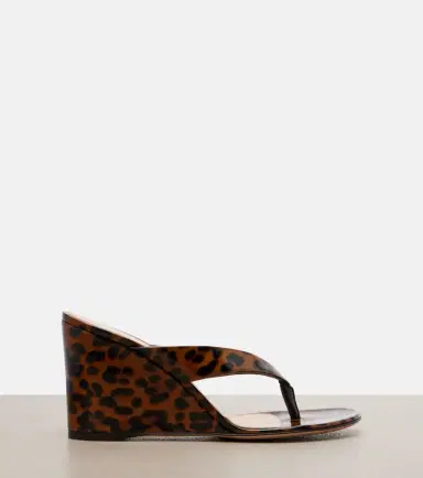 Gianvito Rossi Leopard-print leather wedge thong sandals | Thumbnail 4