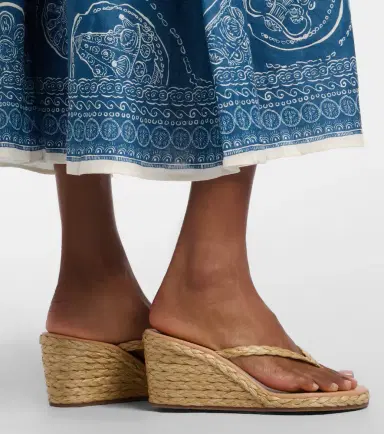 Ancient Greek Sandals Etheria raffia wedge thong sandals | Thumbnail 5