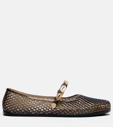 Ancient Greek Sandals Iro embellished fishnet ballet flats | Thumbnail 3