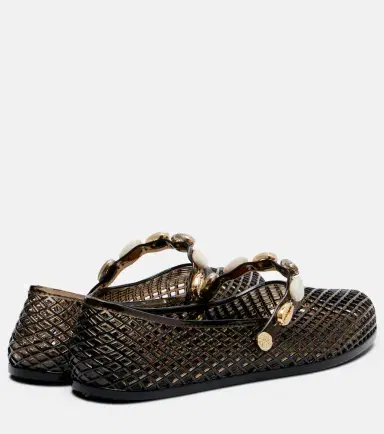 Ancient Greek Sandals Iro embellished fishnet ballet flats | Thumbnail 4
