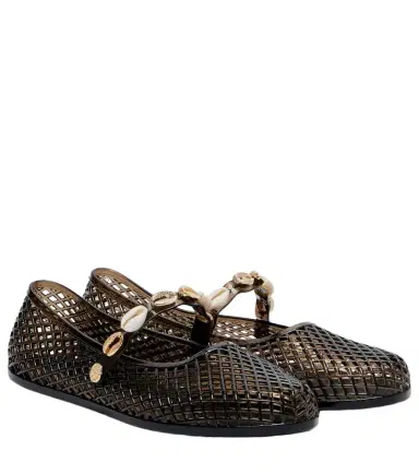 Ancient Greek Sandals Iro embellished fishnet ballet flats | Thumbnail 1