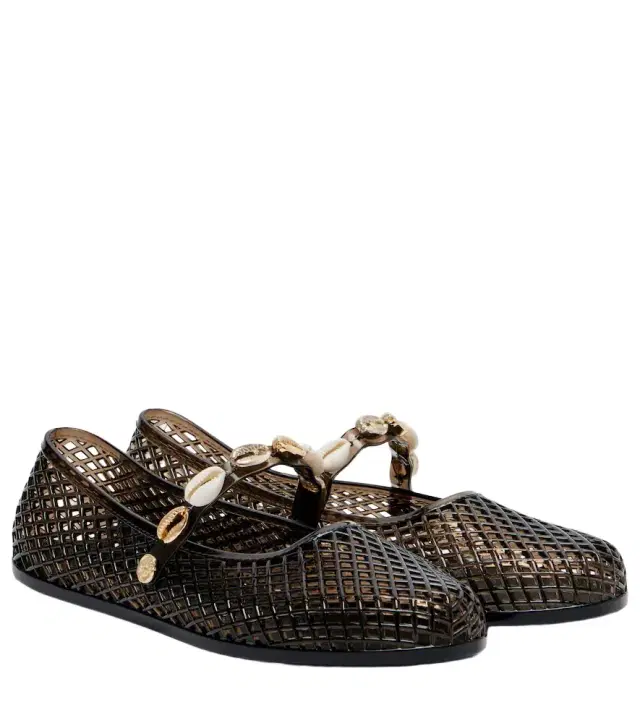 Ancient Greek Sandals Iro embellished fishnet ballet flats