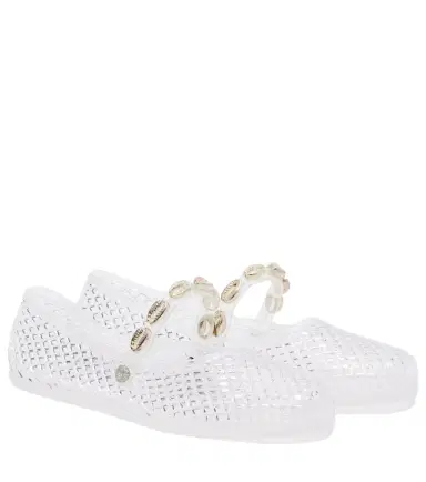 Ancient Greek Sandals Iro embellished fishnet ballet flats | Thumbnail 1