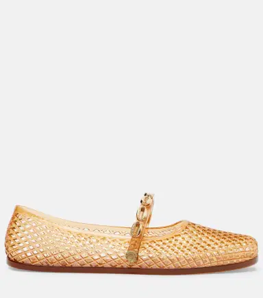 Ancient Greek Sandals Iro embellished fishnet ballet flats | Thumbnail 2
