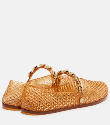 Ancient Greek Sandals Iro embellished fishnet ballet flats | Thumbnail 3