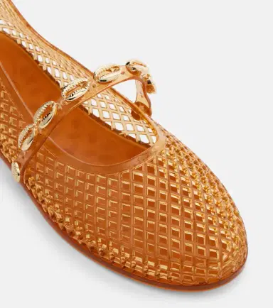 Ancient Greek Sandals Iro embellished fishnet ballet flats | Thumbnail 4