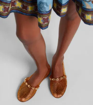 Ancient Greek Sandals Iro embellished fishnet ballet flats | Thumbnail 6