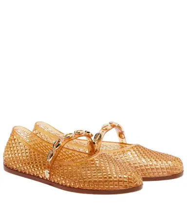 Ancient Greek Sandals Iro embellished fishnet ballet flats | Thumbnail 1