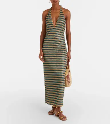 Oseree Oséree Lumière striped halterneck maxi dress | Thumbnail 3