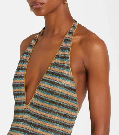 Oseree Oséree Lumière striped halterneck maxi dress | Thumbnail 4