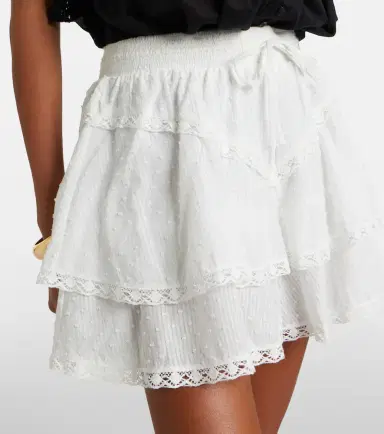 Poupette St Barth Thia embroidered tiered cotton shorts | Thumbnail 2