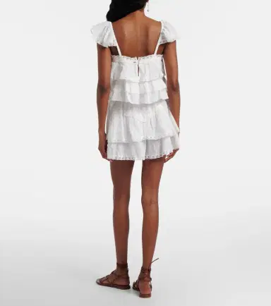 Poupette St Barth Thia embroidered tiered cotton shorts | Thumbnail 5