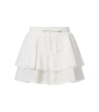 Poupette St Barth Thia embroidered tiered cotton shorts | Thumbnail 1