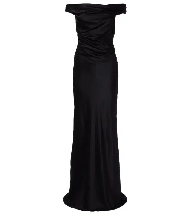 Bardot off-shoulder silk charmeuse gown