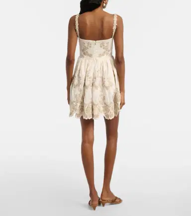 Agua by Agua Bendita Mielero embroidered linen minidress | Thumbnail 2