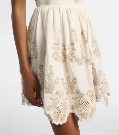 Agua by Agua Bendita Mielero embroidered linen minidress | Thumbnail 3