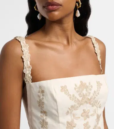 Agua by Agua Bendita Mielero embroidered linen minidress | Thumbnail 4