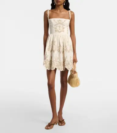 Agua by Agua Bendita Mielero embroidered linen minidress | Thumbnail 5