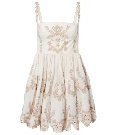 Agua by Agua Bendita Mielero embroidered linen minidress | Thumbnail 1