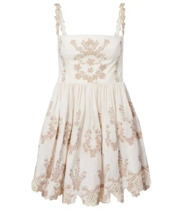 Agua by Agua Bendita Mielero embroidered linen minidress