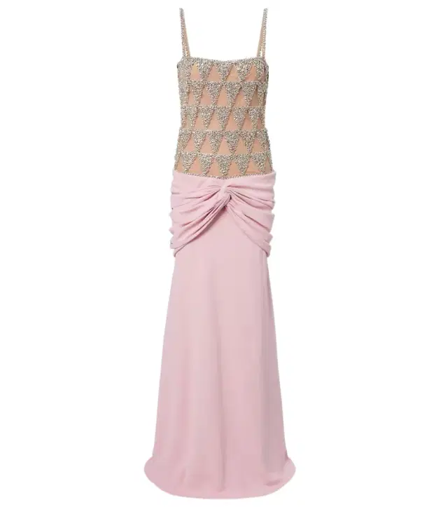 Embellished draped gown