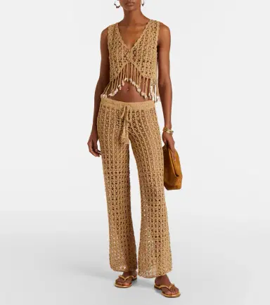Anna Kosturova Crochet cotton wide-leg pants | Thumbnail 2