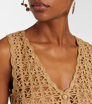 Anna Kosturova Crochet fringed cotton crop top | Thumbnail 6